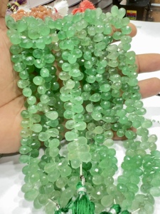 บริโอเลตต์เหลี่ยมเพชรพลอยธรรมชาติลูกปัดสีฟ้าขนาด8-7มม. ควอตซ์สีเขียวพลอยหลวม - Product Image 4