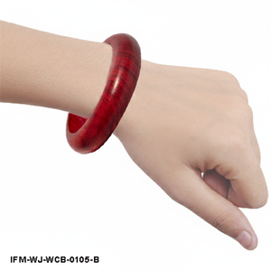 Handcrafted Red Wooden Bangle <b>Bracelet</b> Smooth Curved Chunky Wood Wristband Natural Rosewood Finish <b>Boho</b> Jewelry for Women - Product Image 3