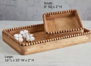 Mango Wood Tray with White Wash Finish <b>Decorative</b> Serving Tray for Living Room Bedroom & Kitchen Stylish Home <b>Decor</b> - Product Image 6