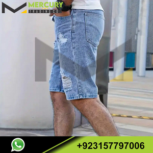 Nouveau short en jean déchiré délavé pour hommes pour le printemps et l'été Bermuda Shorts en denim à vente chaude - Product Image 2