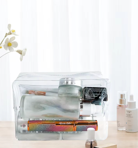 <b>Clear</b> Transparent Cosmetic <b>Bag</b> Portable Zipper Closure PVC Material Simple Style Travel Makeup Storage <b>Bags</b> Foldable Waterproof - Product Image 6