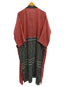 Kimono pour femme Robe d'été Bikini Cover Up Night Wear Long Robe, fait à la main indien Vintage en soie recyclée Sari Kimono, - Product Image 3