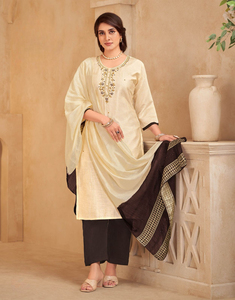 Latest Designer Hand Work Embroidered Fabric <b>Kurti</b> & Bottom with Printed Dupatta for Party Collections - Product Image 5