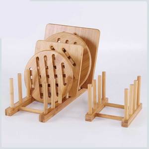 Piring penyimpanan dapur barang baru, dudukan rak panci bambu, tutup panci Organizer - Product Image 2