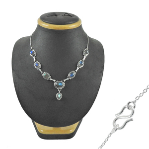 Collier délicat en argent sterling 925 de luxe collier de pierres précieuses en labradorite naturelle colliers de vêtements de fête fabriqués à la main en gros OEM - Product Image 1