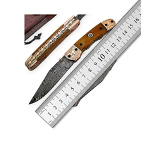 Couteau de poche à verrouillage industriel OEM, en acier Damas, avec manche en bois et bolster en cuivre gravé, fait main, SFK-40 SIZZCO, 8 pouces