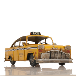 OMH Modèle classique de taxi de la ville de New York fait à la main en bois peint pour le bureau et la décoration murale de la maison Boîtes en bois et enseignes murales - Product Image 6