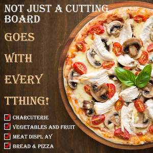 Peel à pizza en bois, planche à découper de 12 "L x 16" W, planche à fromage, plateau de pain et de craquelins pour servir et aliments mineurs - Product Image 5