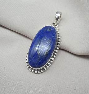 Pendentif Lapis Lazuli en Argent Sterling 925, Pierre de Naissance de Septembre, Bijou Vintage Fait Main, Cadeau pour Femmes et Enfants - Product Image 1