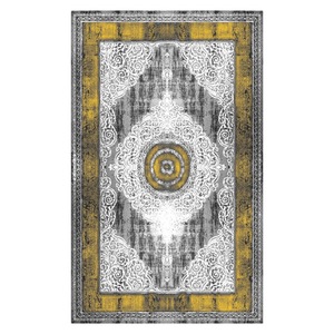 Tapis de salon LXDP-0933 gris argenté traditionnel oriental imprimé numériquement, lavable en machine, en chenille, antidérapant, vente en gros - Product Image 1