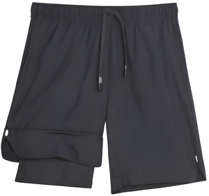 Shorts Bermuda pour homme à taille mi-haute, séchage rapide, couleur unie, avec cordon de serrage, décontractés, en polyester tricoté, pour le sport - Product Image 1