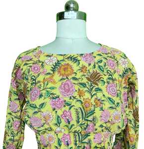 Vestido Largo de Algodón Indio, Talla L XL, Premium, 57 Pulgadas, Estampado Floral a Mano, Vestido Casual de Verano para Mujer - Product Image 2