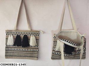 Bolsos de Mano de Algodón Dari Hechos a Mano por Diseñadores Internacionales de Craftstages, Bolsos de Hombro con Patrón de Hilo Cuadrado Tejidos a Mano, Ecológicos para Mujer - Product Image 4