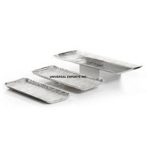 Luxury Gold <b>Chocolate</b> Tray Set of Three Handmade <b>Chocolate</b> Platter Round Shape <b>Fancy</b> Metal <b>Chocolate</b> Tray - Product Image 4