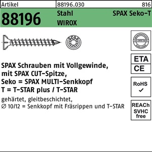 Tornillo Spax R 88196 Seko Spitze/T-STAR VG 8x600-T40 Sta. WIROX 25 piezas. - Product Image 1