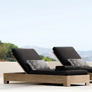 Chaise longue en teck écologique avec coussins et oreillers doux pour une utilisation en extérieur, style moderne et durable - Product Image 1