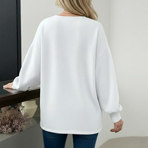 Sudadera de algodón con logotipo personalizado impreso con puño acanalado para mujer - Product Image 3