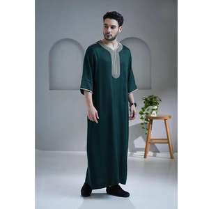 Jubba Tradicional 2025, Ropa Árabe Informal y Transpirable para Hombre, Thobe Modesto hasta el Suelo, Manga Larga, Ramadán, Eid - Product Image 4