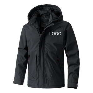 Chaqueta de lluvia de estilo urbano de Otoño de talla grande personalizada para hombre impermeable de nailon recubierto de poliéster con capucha lavada de corte holgado de talla grande - Product Image 1