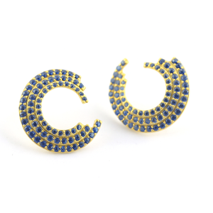 Boucles d'oreilles en or 18 carats septembre pierre de naissance saphir cercle pour fiançailles fête mariage anniversaire cadeau en argent sterling - Product Image 1