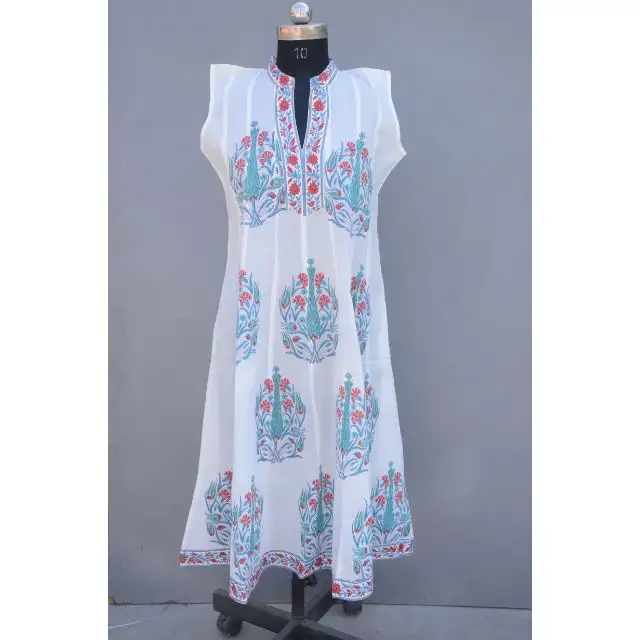 Новейшие летние наряды kurti с цветочным принтом для женщин, одежда для вечеринок, Повседневная Туника без рукавов, оптовая продажа от производителя