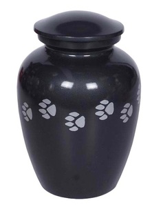 TURKISH <b>STONE</b> ALUMINUM PET CREMATION URNS PAW PRINT CLASSIC PET CREMATION URN SILVER ENGRAVED PAW PRINT URN - Product Image 5