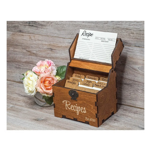 <strong>Recipe</strong> <strong>Box</strong> with Dividers <strong>Recipe</strong> Cards Personalized Engraved Wood <strong>Box</strong> Bridal Shower Decor - Product Image 2