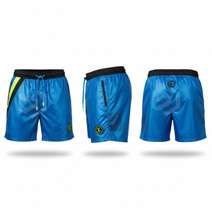 Men's Red Quick Dry Board <b>Shorts</b> With Drawstring Waist And <b>Zipper</b> Pockets Casual Sport Style Mid Rise Solid Color - Product Image 2
