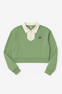 Biểu tượng tùy chỉnh một nửa Zip Crop Top Áo sơ mi-UNISEX thể thao phù hợp với cảm ứng mềm mại & chống nhăn vải trong màu xanh hoặc màu xanh lá cây - Product Image 3