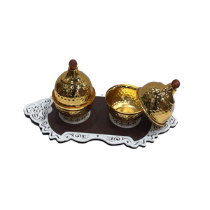 Ensemble de 2 serveurs à noix en bois avec couvercles en métal, forme ronde, pour la table, pour servir des desserts, pour la maison, pour les restaurants - Product Image 6