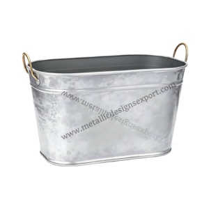 Maceta Rectangular Grande de Metal Galvanizado con Asas, Maceta Decorativa Estilo Granja para Uso Interior/Exterior - Product Image 1