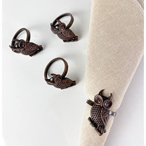 Juego de 4 servilleteros con diseño de animales plateados, servilleteros de Metal de búho Vintage, organizador de pañuelos de mesa para suministros de restaurante de Hotel - Product Image 4