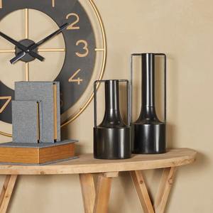 Jarrón Simple negro con detalles dorados, perfecto para dormitorio, escritorio de estudio, sala de estar, salón y regalo creativo o uso decorativo - Product Image 4