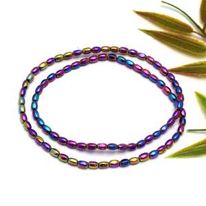 Perles d'hématite naturelle mystique de couleur violette, facettées, de forme ovale, 3x5mm, longueur 15cm, pour la fabrication de bijoux, vente en gros - Product Image 1