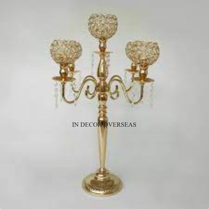 Flores y hojas diseñador aspecto atractivo alto grado chapado en oro de alta calidad Metal boda decoración candelabros suministros - Product Image 3
