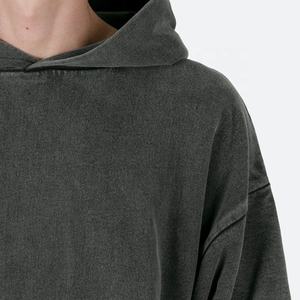 Sweat à capuche en molleton français délavé de qualité supérieure de marque OEM, style streetwear, sans cordon, logo personnalisé, sweat à capuche pour homme - Product Image 5
