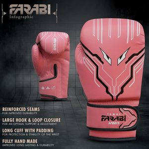 Gants de boxe MMA en cuir PU Farabi, fermeture à boucle réglable, légers, protection UV, respirants, antidérapants, gants rapides - Product Image 4
