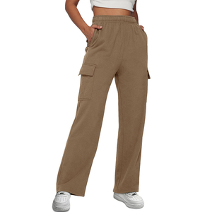 Nurak 2026 High Quality Women's Casual Slim Fit <b>Fleece</b> Flare <b>Pants</b> Loose Fit with Wide Leg Pocket Fashionable Canvas Design - Product Image 5