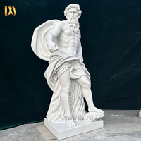 Sculpture de Poséidon en marbre blanc sculpté à la main Statue de dieu grec extérieur pour ornements de jardin et décoration de villa