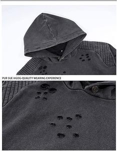 Sudadera con Capucha Unisex Vintage Lavada, Estilo Desgastado, Oversize, para Invierno, con Estampado Digital Bordado - Product Image 3