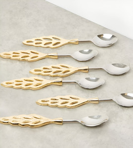 Ensemble de couverts en métal de qualité supérieure avec poignée en feuille Prix pour le café et le thé Occasions de mariage pour les hôtels - Product Image 2