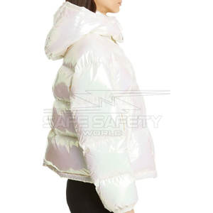 Chaqueta acolchada de nailon de alta calidad para mujer, chaqueta de invierno acolchada transpirable con estampado de logotipo personalizado, cremallera, lona acabada de otoño - Product Image 4