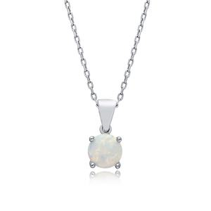 Opale blanche ronde breloque CZ pierre 925 collier à breloques en argent Sterling turc fait à la main 925 collier à breloques en argent Sterling pour les femmes - Product Image 2