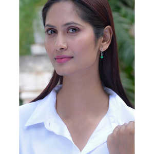 Pendientes colgantes de esmeralda de Plata de Ley 925 para mujer, accesorio de moda - Product Image 2