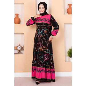 Robe hijab modeste à motifs de chaîne noire - Product Image 3