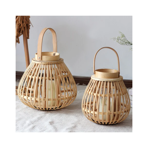 Farol de Bambú y Ratán Personalizado al por Mayor, Decoración de Mesa para Fiestas, Portavelas de Bambú, Farol para Interiores y Exteriores - Product Image 1