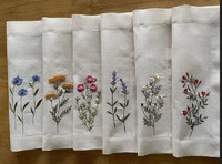 Serviettes de table personnalisées brodées pour mariage, modernes, 100% lin, faites à la main, écologiques, jetables, douces, confortables, design et couleur personnalisés