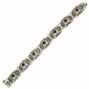 14K Gold Plated Rhodium and Rose Gold Religious Style 925 Sterling Silver Square <b>Bracelet</b> with Garnet Stone for Party or Gift - Product Image 2