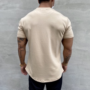 T-shirts de gym personnalisés pour hommes, coupe ajustée, ourlet incurvé, vêtements de fitness à manches courtes, t-shirt d'entraînement en coton/élasthanne - Product Image 2