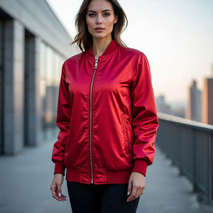 Blouson court de baseball léger Bomber manteau en Satin imprimé personnalisé femme blouson Bomber en Satin brodé femmes - Product Image 6